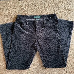 Chic Leopard Print Straight Leg Jeans